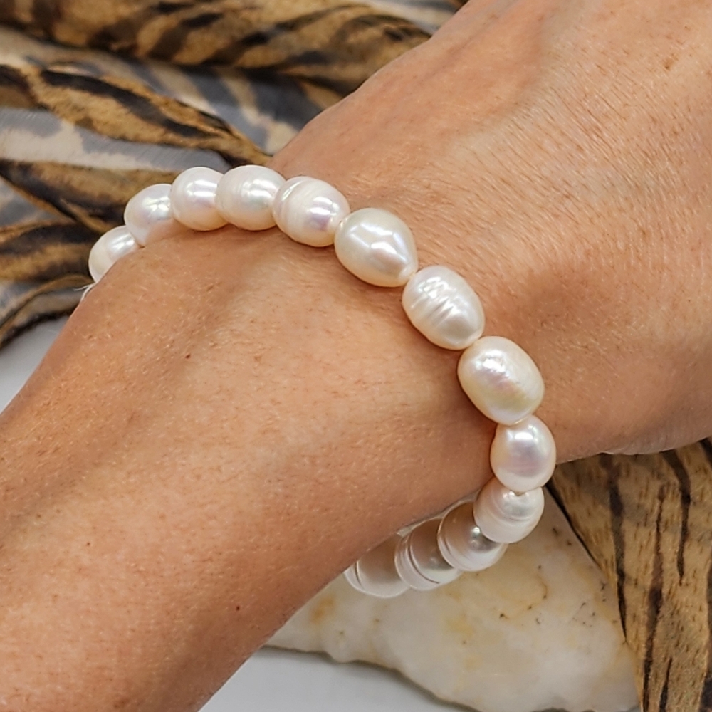 Natural Pearls Bracelet Raw Freshwater White Pearl Jewelry Hypoallergenic
